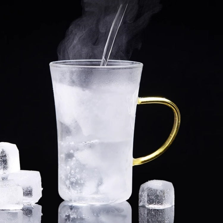 Thickened Borosilicate Glass Mug with Handle, Household Water Cup for Office Green Tea, Milk Drinking Cup, Gift Glass Cup