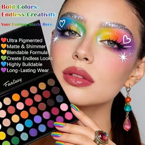 UCANBE Highly Pigmented Eye Makeup Palette, Matte Shimmer Metallic Eyeshadow Pallet Long Lasting Blendable Natural Colors Make Up Eye Shadows Cosmetics Gift Kit