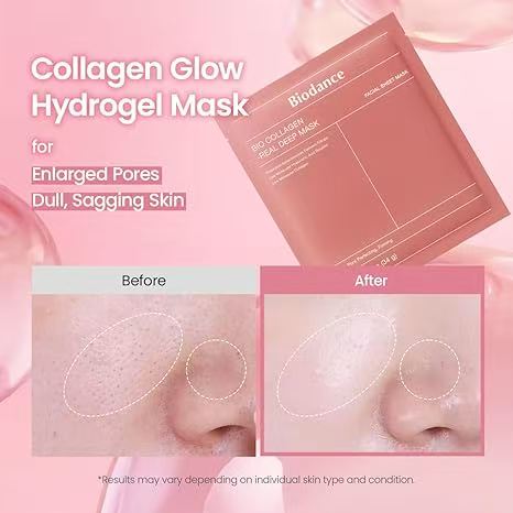 BIODANCE Bio-Collagen Real Deep Mask, Hydrating Overnight Hydrogel Face Mask, Pore Minimizing, Elasticity, Plumping, Travel Essentials & Self Care Gifts for Women, Korean Skin Care | 1.19oz(34g) x 4ea